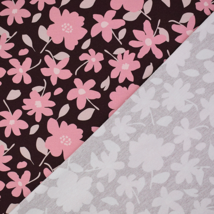 French Terry flowers, wijnrood