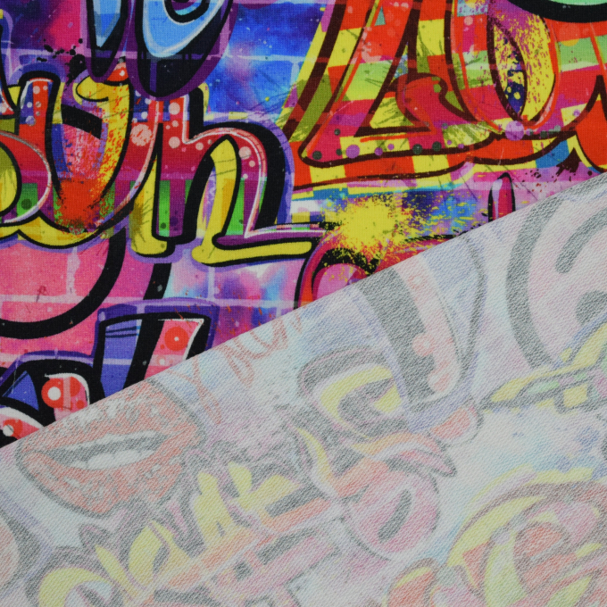 French Terry Graffiti Love, veelkleurig