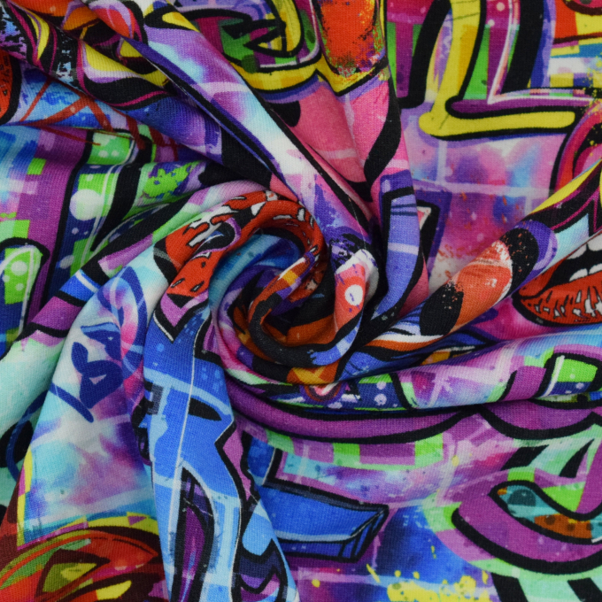 French Terry Graffiti Love, veelkleurig