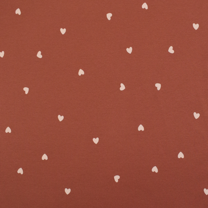 Tissu french terry hearts, terracotta