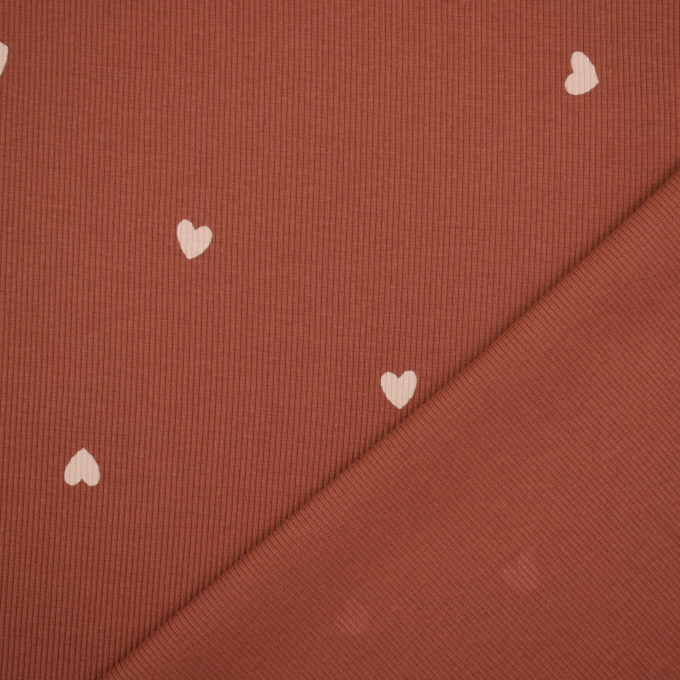 Tissu french terry hearts, terracotta