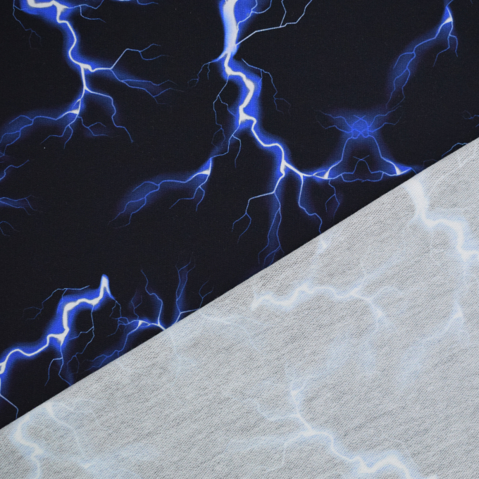 Tissu french terry Orages Lightning, noir