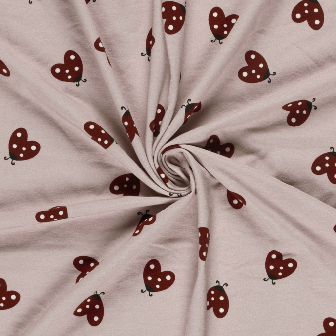 French Terry ladybug, old rosé