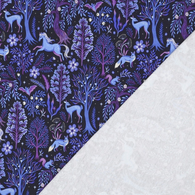 French Terry Mystical Forest, schwarz