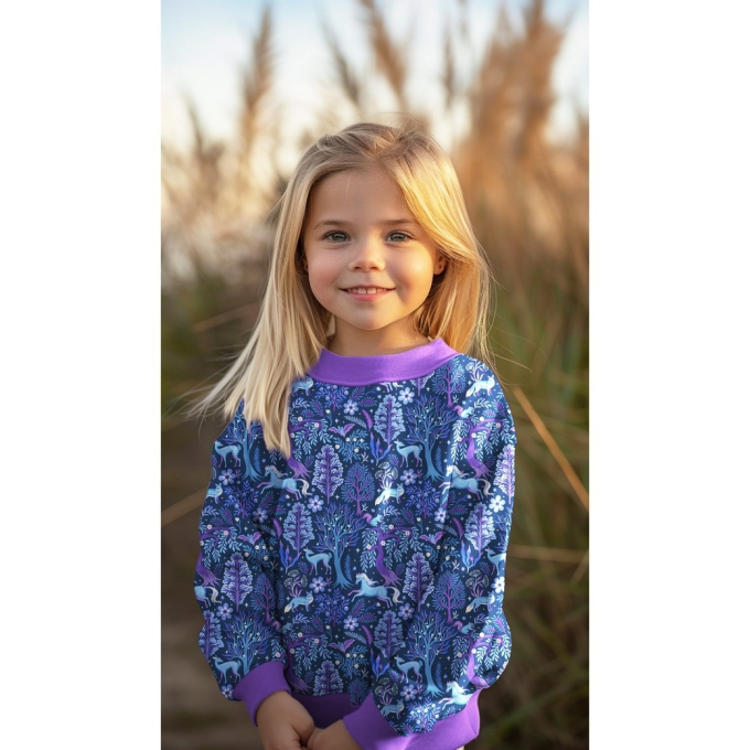 French Terry Mystical Forest, schwarz