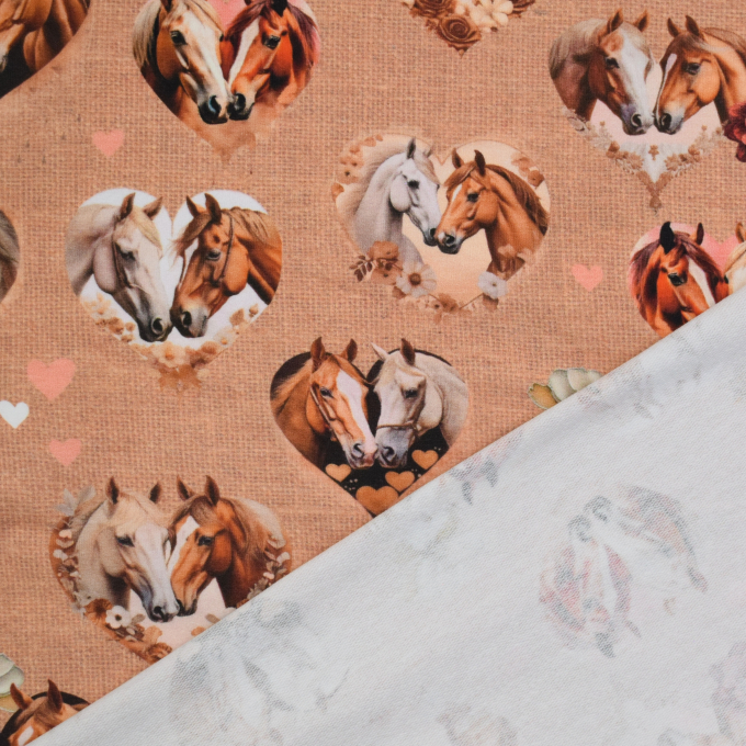 French Terry paneel Horse Romance, 150 x 75 cm