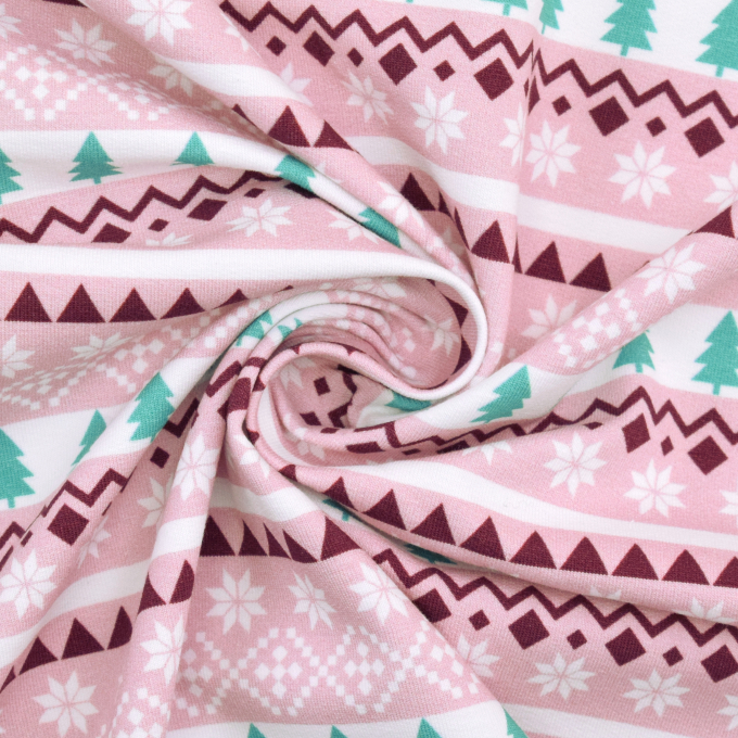 French Terry panel Christmas elves 150 x 60 cm, pink