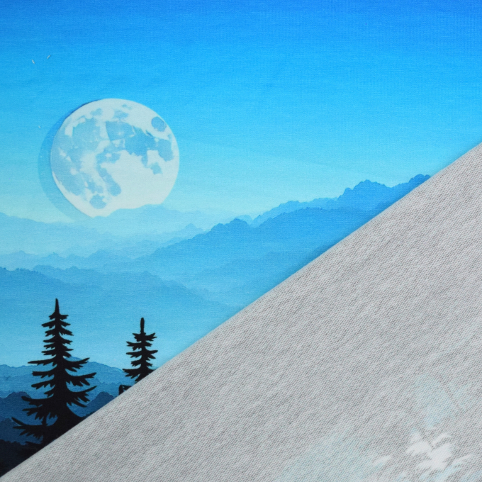French Terry Panel Wolves in the Forest, 150 x 75 cm