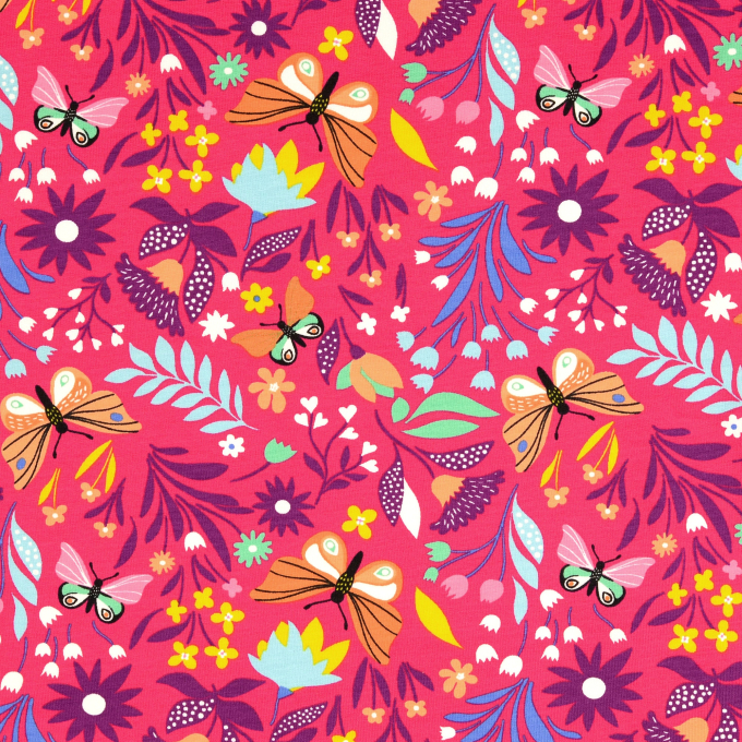 Tissu french terry Phiseux, rose fuchsia
