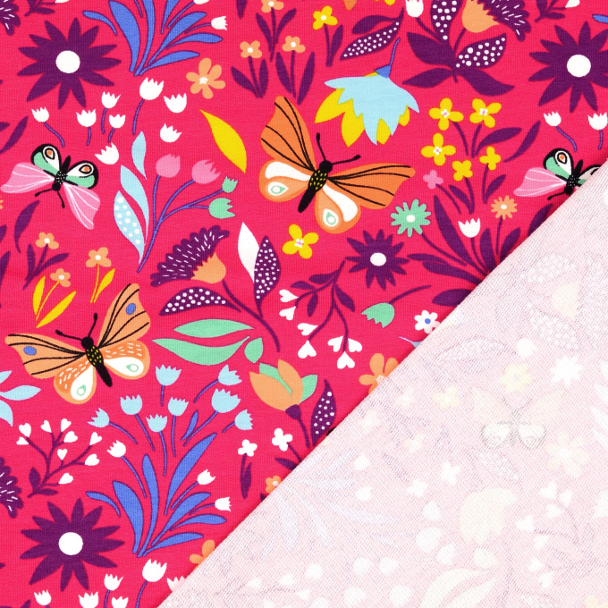 Tissu french terry Phiseux, rose fuchsia