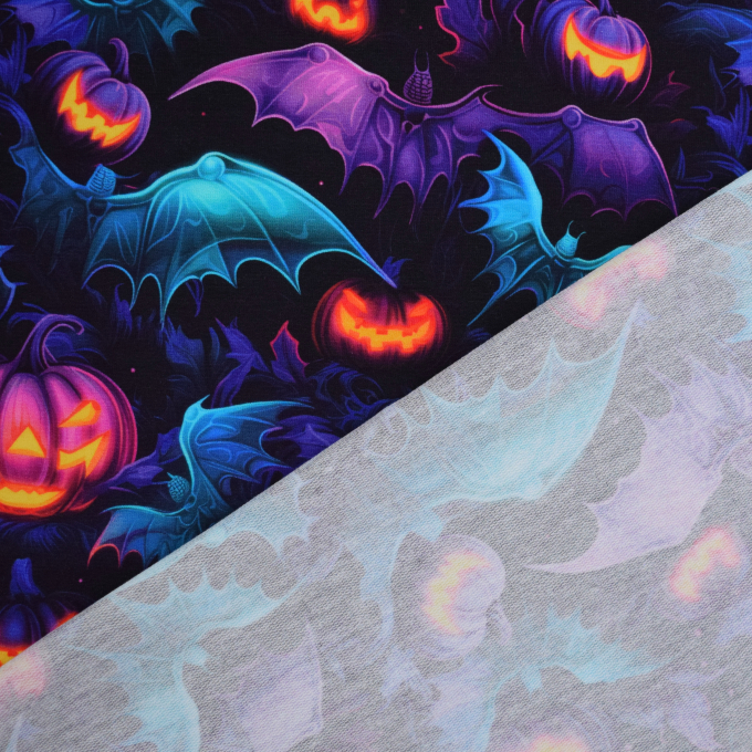 Tissu french terry Purple Pumpkins, noir