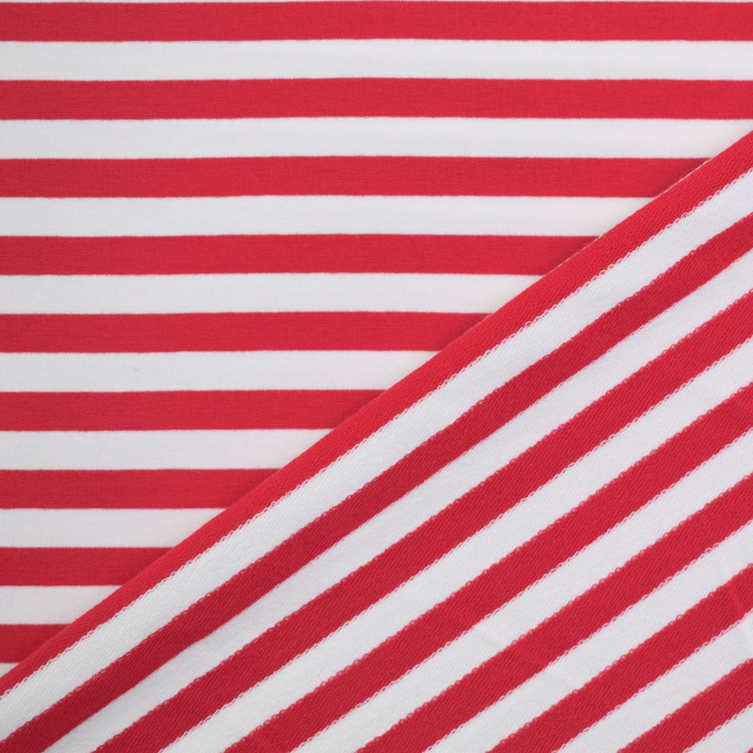 Tissu french terry Stripes, rouge