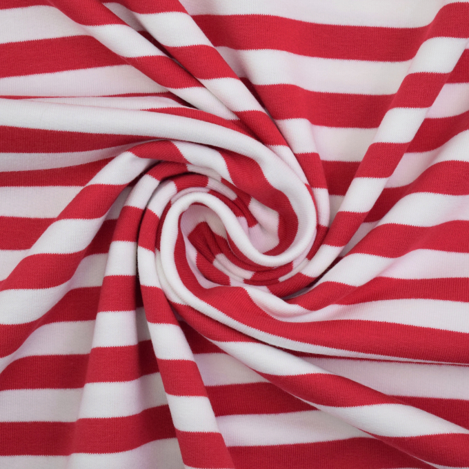 Tissu french terry Stripes, rouge