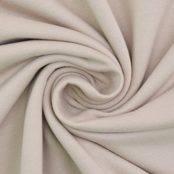 French Terry uni geruwd, beige