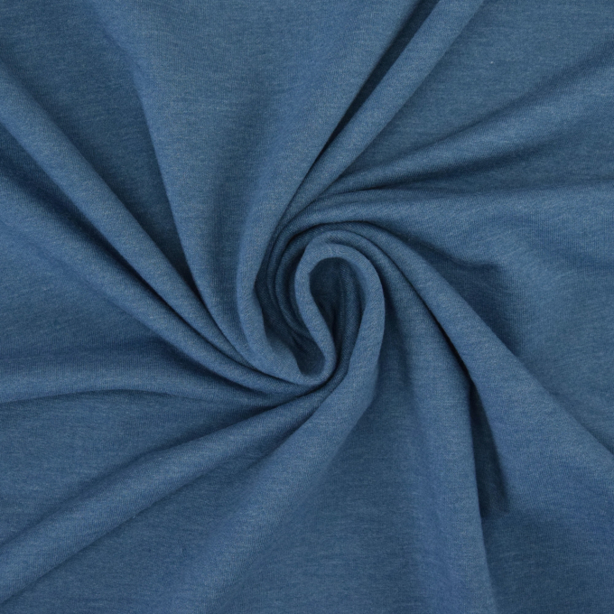 Tissu french terry uni, denim bleu