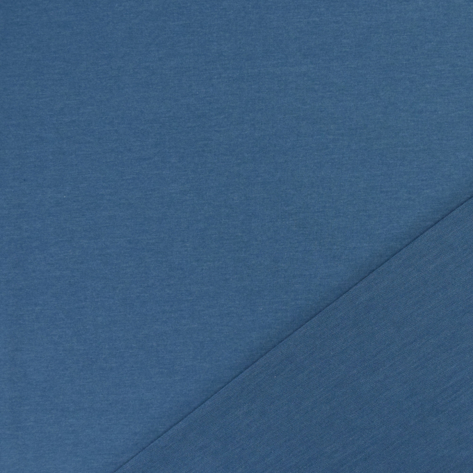 Tissu french terry uni, denim bleu