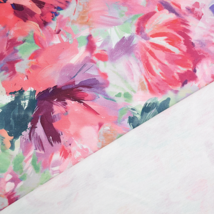 French Terry Watercolor Flowers, roze