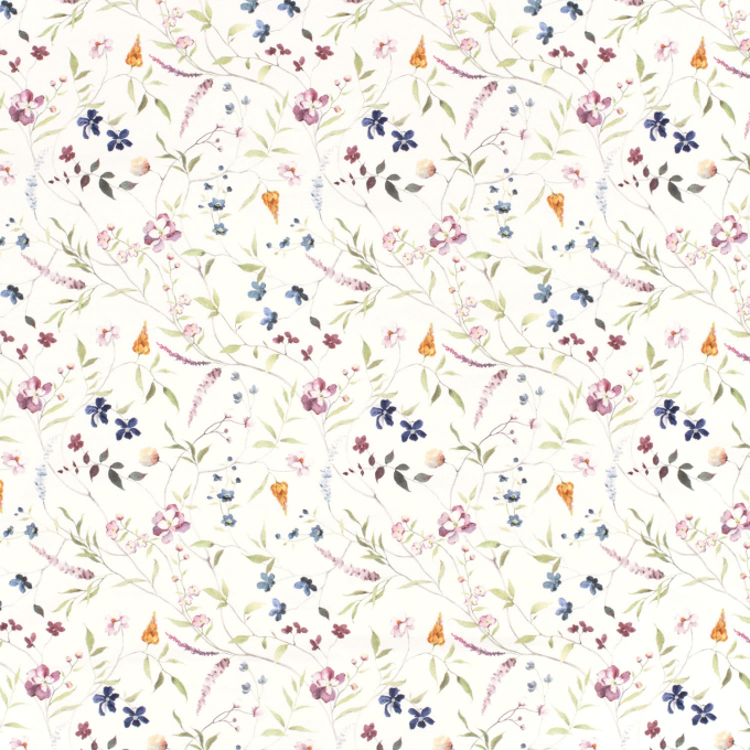 Tissu french terry Fleurs Wild Flowers, blanc cassé