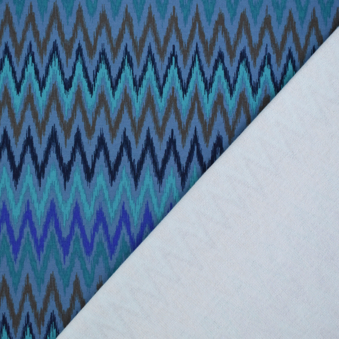 French Terry Zig Zag, blau