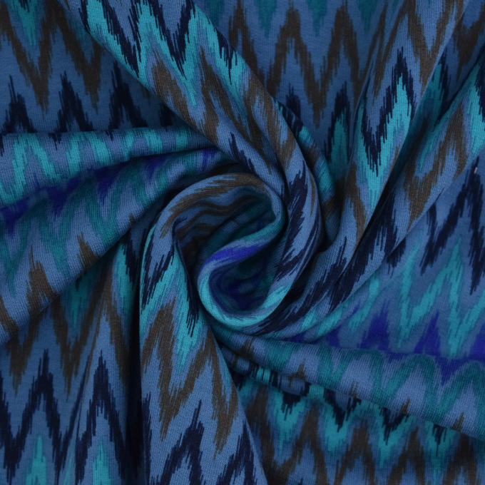 French Terry Zig Zag, blau
