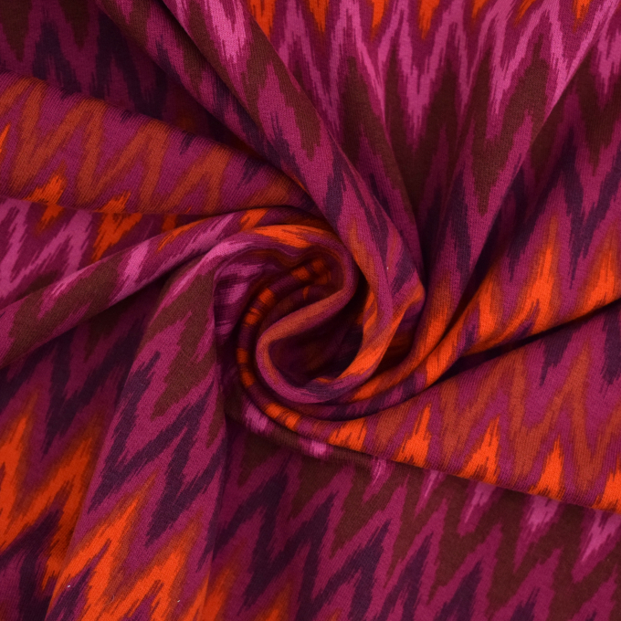 French Terry Zig Zag, bordeaux