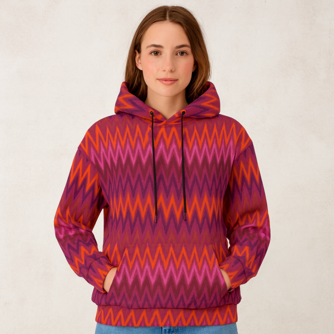 French Terry Zig Zag, bordeaux