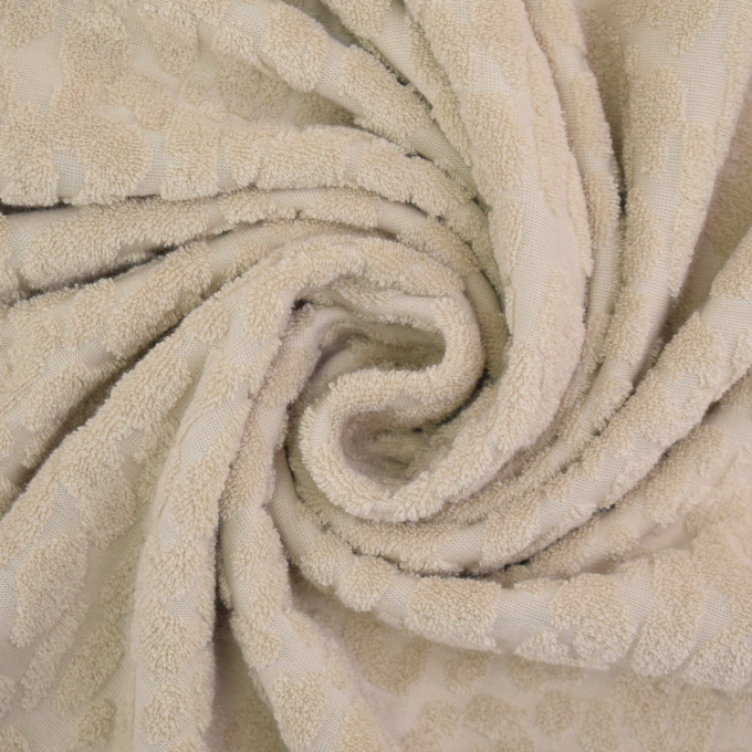 Tissu éponge jersey jacquard Léopard Animal Skin, beige clair