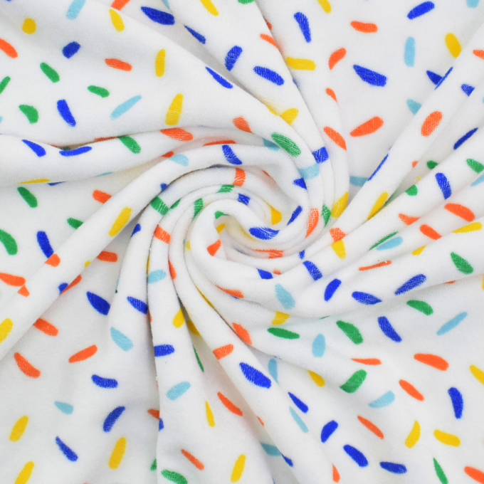 Tissu éponge jersey coton Confetti, blanc