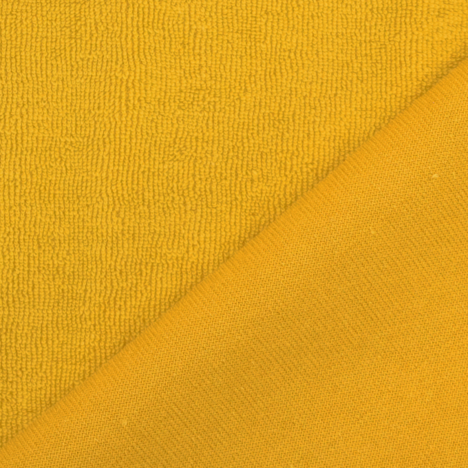 Tissu éponge jersey coton, moutarde
