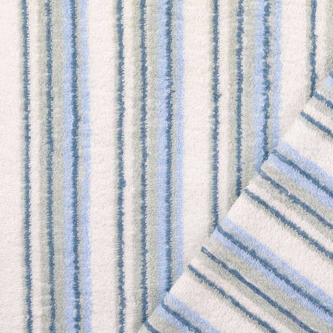 Badstof blue stripes, wit