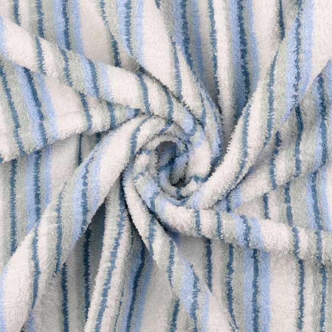 Badstof blue stripes, wit