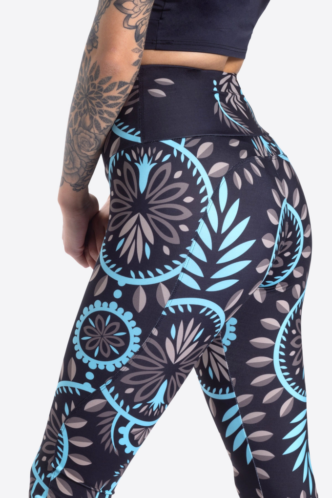 Tissu jersey technique sport Albstoffe Hamburger Liebe Active Wear Leaf Circles, schwarz