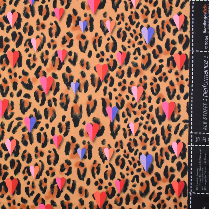 Functionele jersey Albstoffe Hamburger  Liebe Active Wear Wild Hearts Leo, caramel