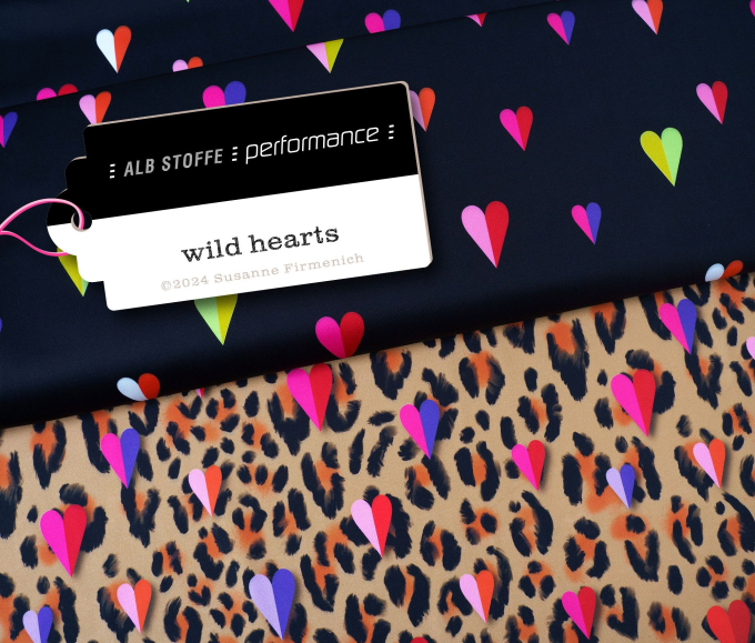 Functionele jersey Albstoffe Hamburger  Liebe Active Wear Wild Hearts Leo, caramel