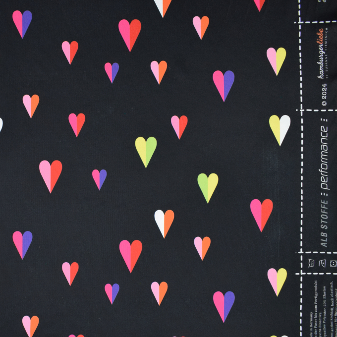 Functionele jersey Albstoffe Hamburger  Liebe Active Wear Wild Hearts, zwart