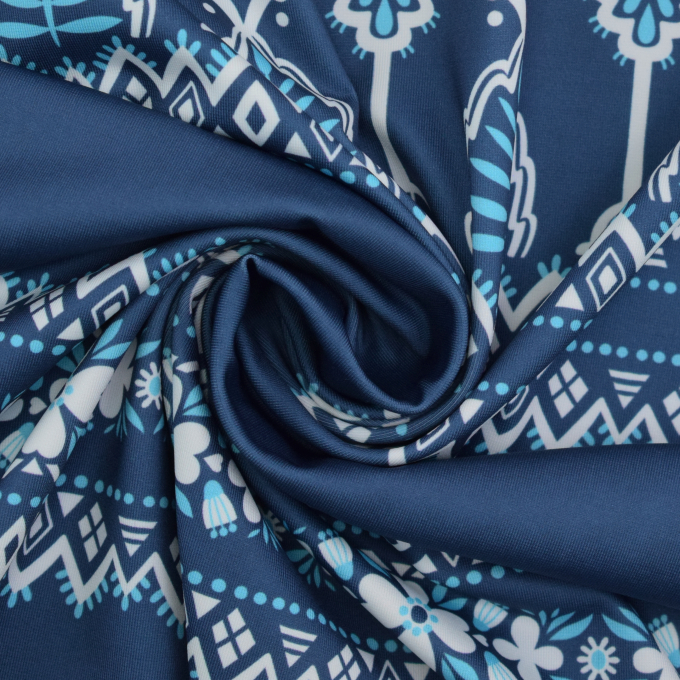 Tissu jersey technique sport Albstoffe Hamburger Liebe Folklore, bleu foncé