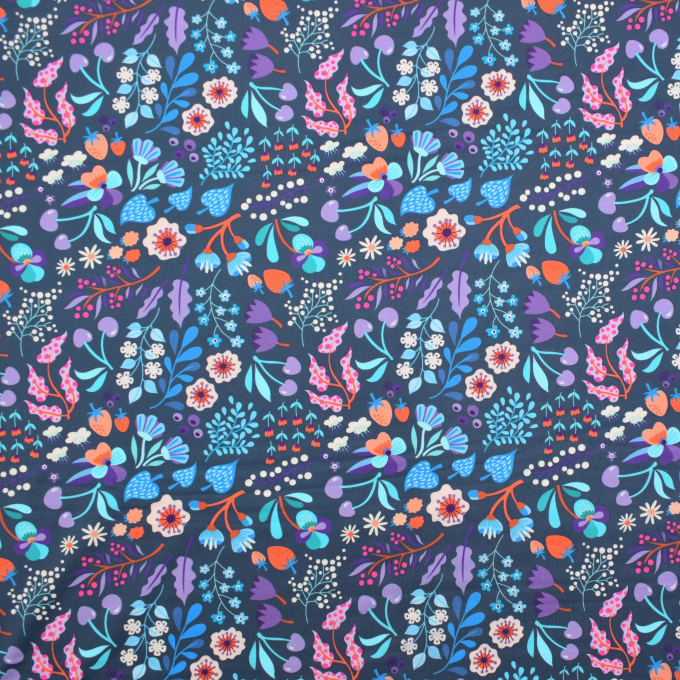 Tissu jersey technique sport Albstoffe Hamburger Liebe Picknick in the Park, bleu foncé