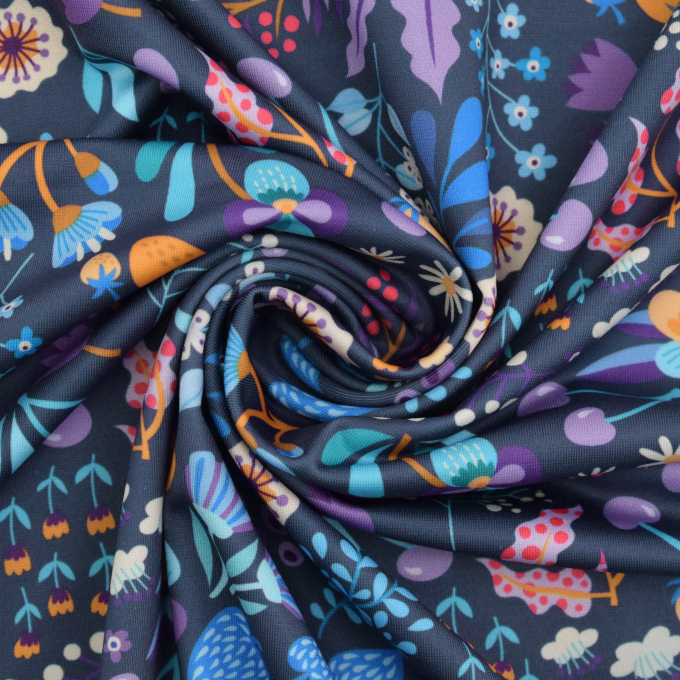 Tissu jersey technique sport Albstoffe Hamburger Liebe Picknick in the Park, bleu foncé