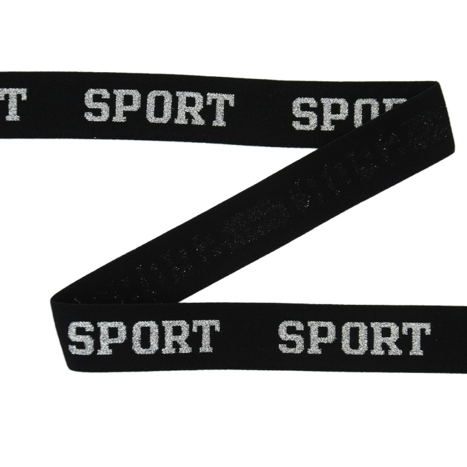 Bande élastique brillante glitter sport, argent