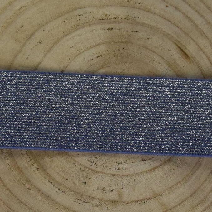 Bande élastique brillante 5 cm, bleu denim