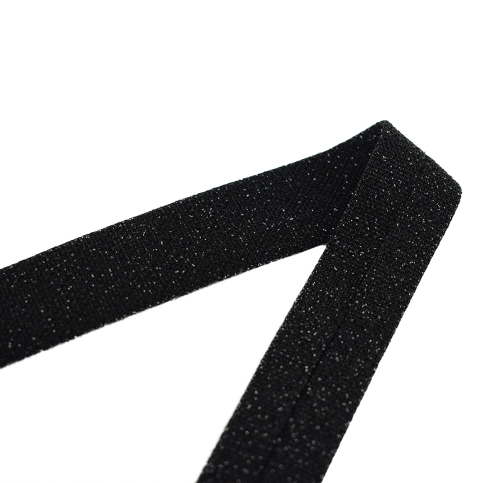 Glitter biaisband 20 mm, zwart