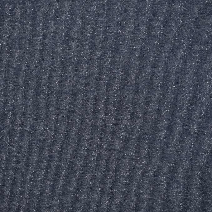 Tissu sweat molleton chaud brillant, bleu marine chiné