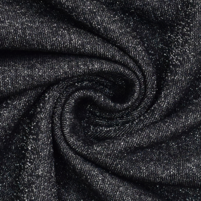 Glitter sweatstof zwart gemêleerd