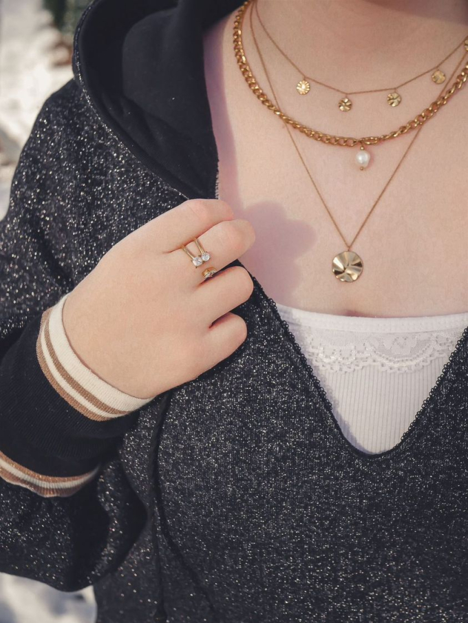 Glitter sweatstof zwart gemêleerd