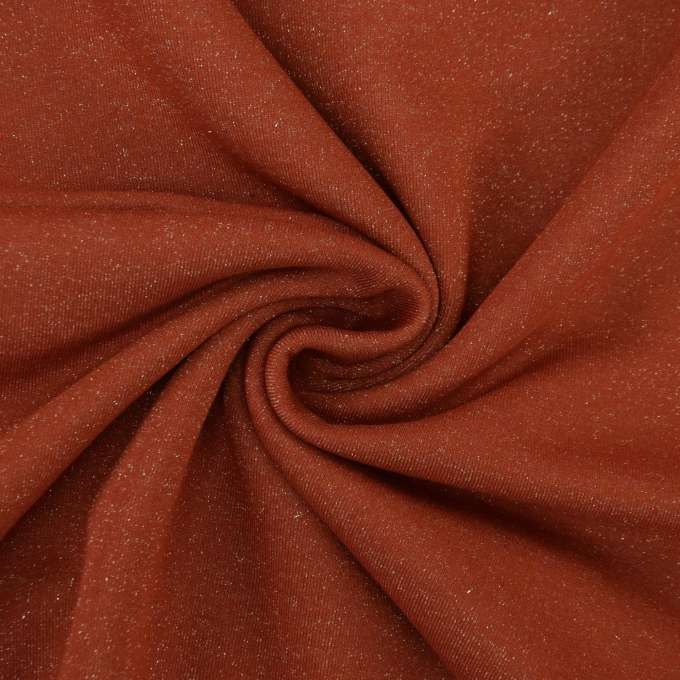 Tissu sweat molleton chaud brillant, terracotta chiné