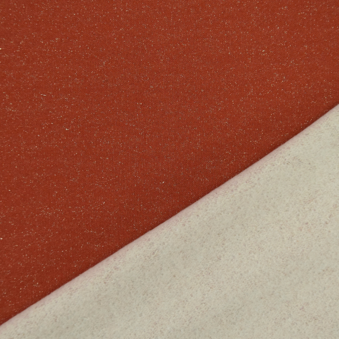Tissu sweat molleton chaud brillant, terracotta chiné
