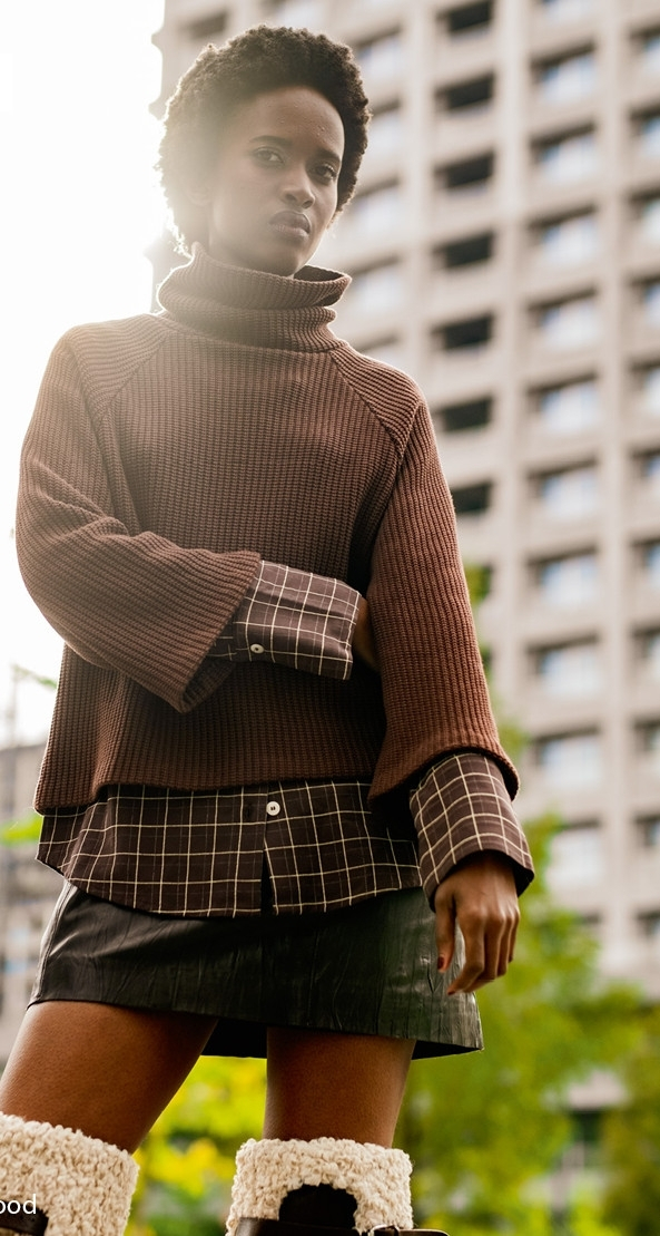 Coarse knitted fabric Fibre Mood, dark brown