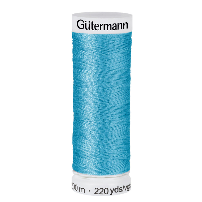 Bobine fil à coudre Gütermann 200m polyester, (197) bleu turquoise