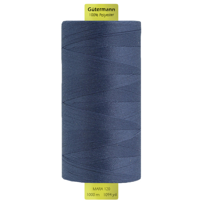 Bobine fil à coudre Gütermann 1000m polyester Mara 120, (0112) bleu pigeon