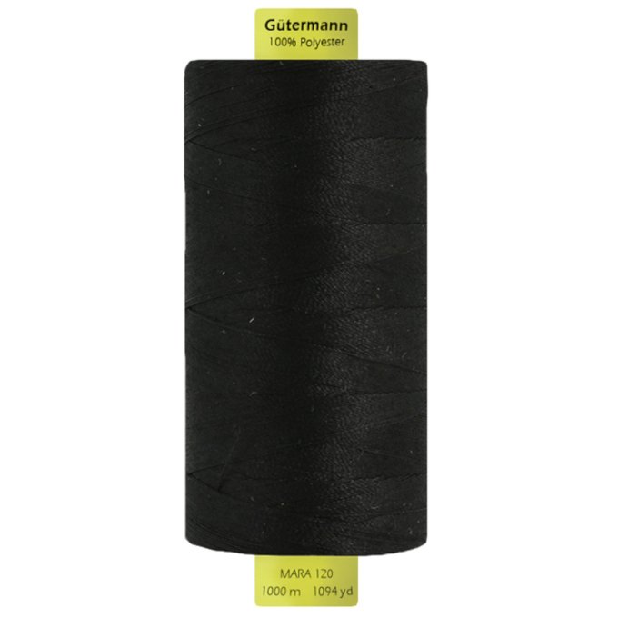 Bobine fil à coudre Gütermann 1000m polyester Mara 120, (2111) noir